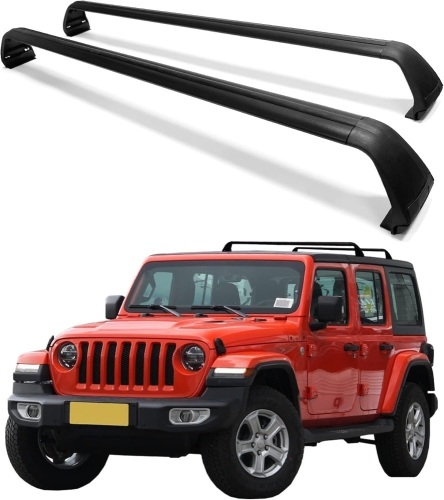 Roof Rack Cross Bars Fit for 2007-2024 Jeep Wrangler JK JL Gladiator JT(4 Doors Hard Top), Aluminum Jeep Roof Rack for Kayak Cargo Carriers Luggage, Easy to Install and Less Noise - Lot 1568