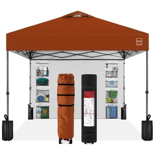 One-Person Setup Instant Pop Up Canopy w/ Side Wall, Carrying Case - 10x10ft - Lot 1604