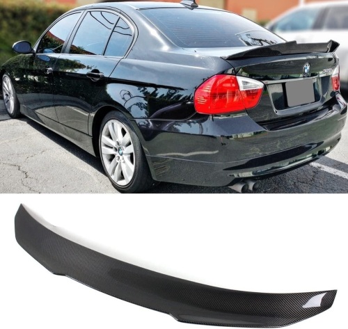 Fits for 2006-2011 BMW E90 3 Series M3 4 Door Sedan PS Style Highkick Duckbill Carbon Fiber Trunk Spoiler Wing - Lot 1632