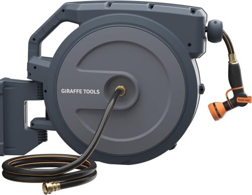 GIraffe Tools Retractable Hose Reel, Wall Mounted Garden Hose Reel - Lot 1524