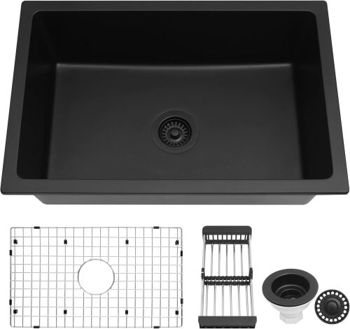 MILOSEN Granite Composite Black Kitchen Sink - Lot 1675