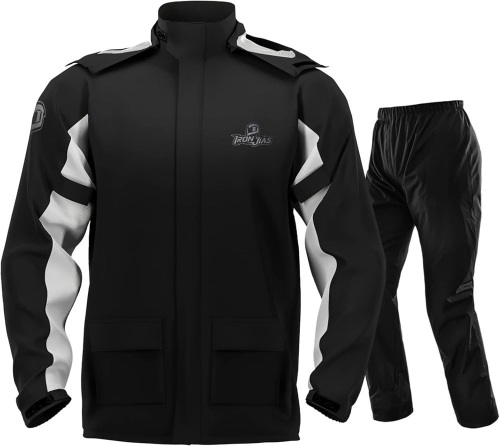 IRON JIA'S Rain Suit, Motorcycle Rain Gear Suit for Men & Women, Jackets & Pants Reflective Waterproof Breathable Rainsuit - Lot 1659