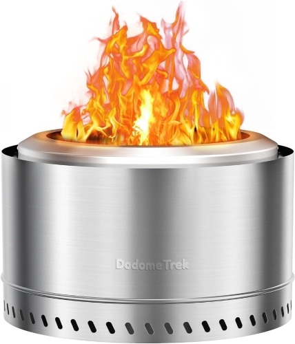Smokeless Firepit 27 Inch Fire Pit with Stand, Smokeless Fire Pits for Outside Patio Camping,Large Smokeless Firepit with Removable Ash Pan, Outdoor Solo Bonfire Pit|Silver - Lot 1664
