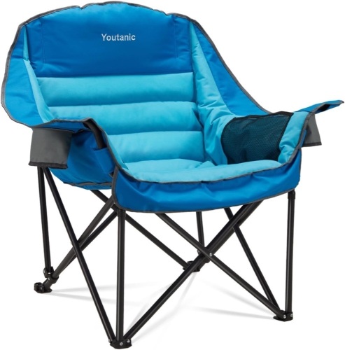 Oversized Camping Chair, Portable Folding Camping Chairs with Side Pocket, Cup Holder and Carry Bag, Heavy Duty Outdoor Camping Chairs for Adults, Fishing, Sports, Trip, up to 400lbs, Style 1 - Lot 1672