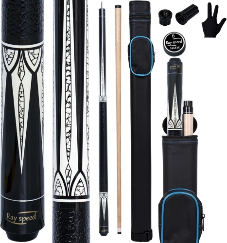 Ray speed Pool Cue Stick Low Deflection Shaft Billiard Cue Stick with Hard Case 19-20 oz Professional Pool Stick - Lot 1678