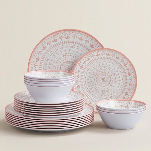 Joviton Home 24-Piece Bohemia Pink Melamine Dinnerware Set - Lot 345