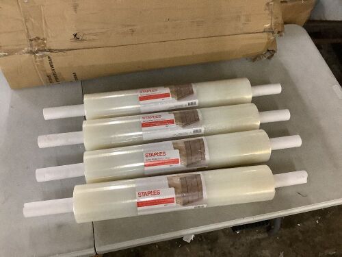 Lot of (4) Staples Extra-Wide Stretch Wrap 80 Gauge 20" x 1000'  - Lot 430