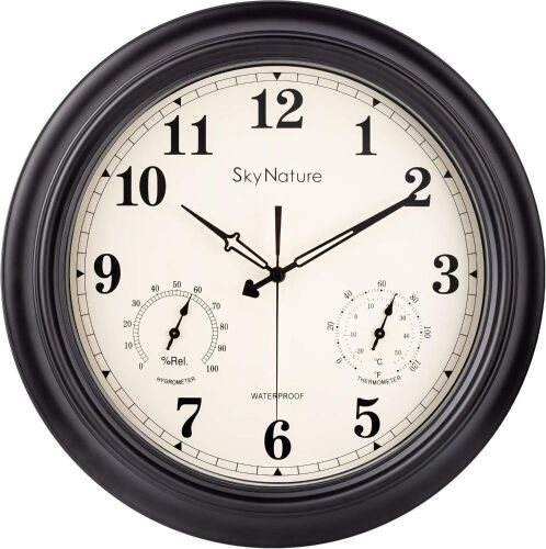 SkyNature Outdoor Wall Clock with Thermometer - Lot 623