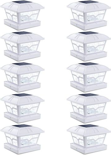 SIEDiNLAR Solar Post Cap Lights for 4x4 5x5 6x6 Wooden Vinyl Posts, 10 Pack  - Lot 681