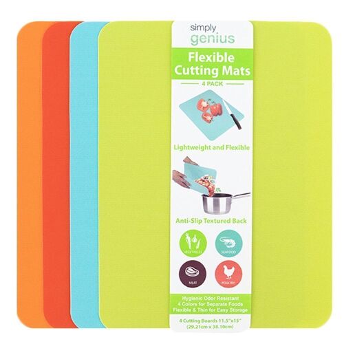 Simply Genius 11.5" x 15" Flexible Plastic Cutting Mats, 4 Pack  - Lot 742