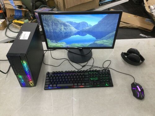 Dell Optiplex Small Desktop Computer, Quad Core Intel i5 (3.2GHz), 16GB DDR3 RAM, 512GB SSD, Monitor, RGB Gaming Keyboard & Mouse, Headset - Lot 70