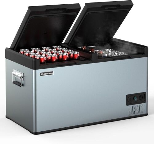 Wesonorous 52Qt Dual Zone 12 Volt Car Refrigerator with 12/24V DC & 110-240V AC - Lot 50