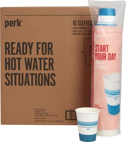  Perk Paper Hot Cup, 12 Oz, 500ct - Lot 144