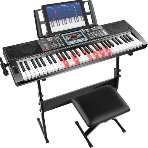 61 Keys Keyboard Piano with Bench & Music Stand  - Lot 199