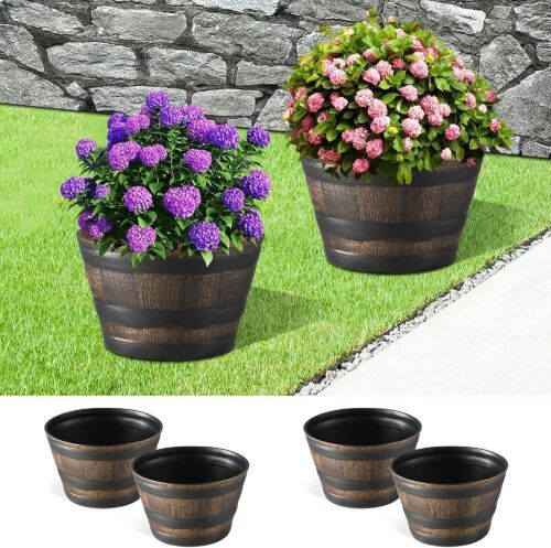 Whiskey Barrel Garden Planters, 4 Pack  - Lot 530