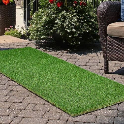 GLOBREEN 2X12 FT Artificial Turf Grass Runner Rug with Drainage Hole  - Lot 651