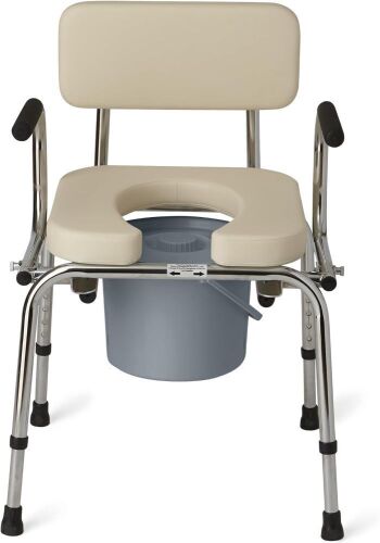 Medline Drop Arm Commode with Padded Seat and Backrest - Lot 655