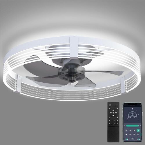  19.7" Low Profile Ceiling Fan with Lights and Remote - Lot 475