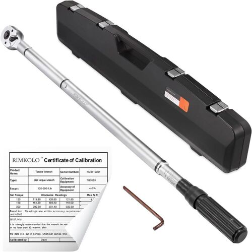 Rimkolo 3/4-inch Drive Click Torque Wrench Dual-Direction Adjustable, 100-600ft.lb / 135-815Nm - Lot 589
