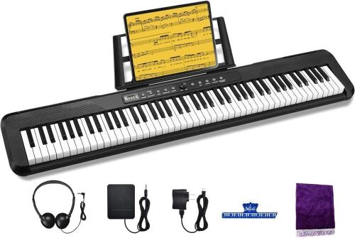 88 Key Semi Weighted Electronic Keyboard Piano with Music Stand - Lot 579
