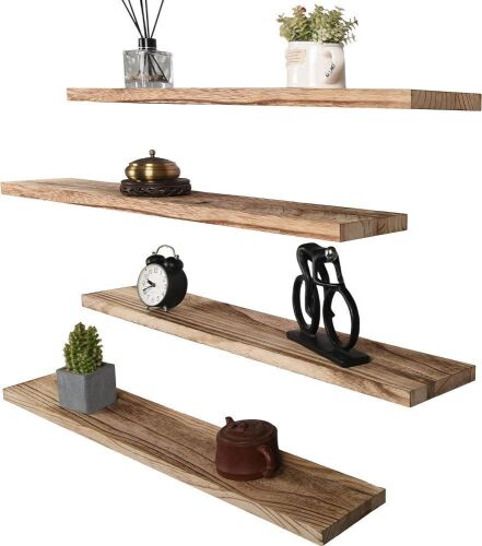 36 Inch Rustic Floating Shelves, 4 Pack - Missing Hardware - Lot 566