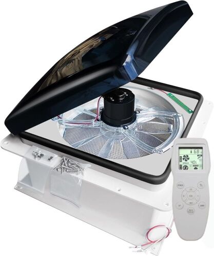  RV Roof Vent Fan 12V Auto Remote Control 14'' inch 10 Speed - Lot 242