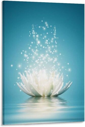 White Lotus Flower Bloom Canvas Art, 24" x 36"  - Lot 789