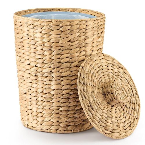 Tidita 3 Gallons Wicker Waste Basket with Lid - Lot 819