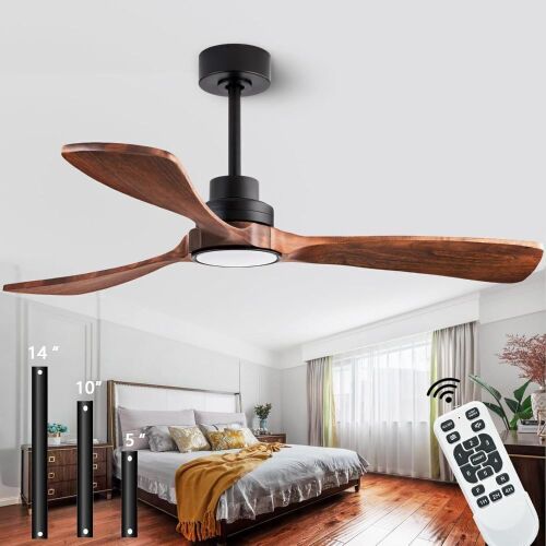 52" Wood Ceiling Fan with Light and Remote Control - Lot 839
