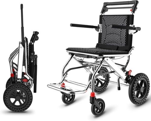 Portable Folding Transport Wheelchair with Telescopic Handle - Lot 57