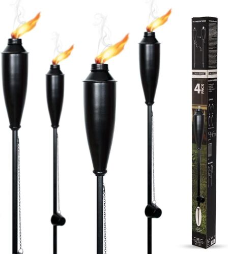 Deco Home Pack of 4 Metal Garden Torches  - Lot 831