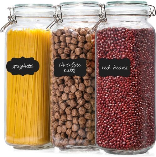 VITEVER 92oz Glass Jars with Airtight Lid, 3 Pack - Lot 794
