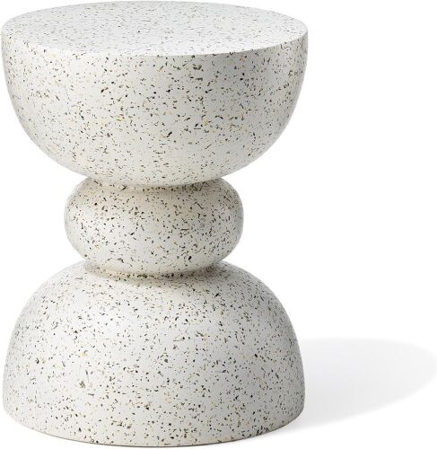 Glitzhome Sturdy Faux Terrazzo Garden Stool Side Table, 17.25" H - Lot 779