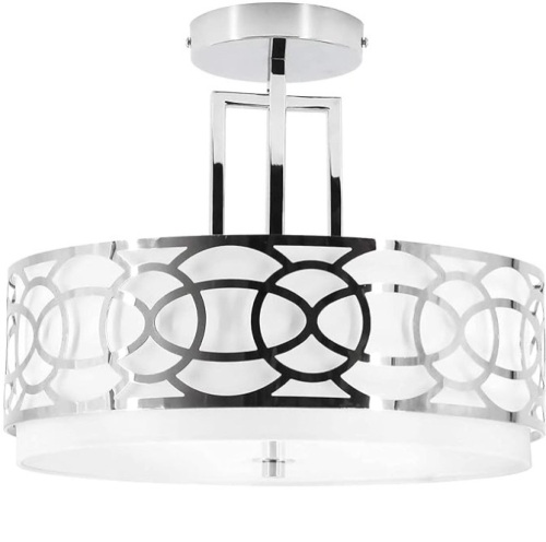 RUNTOP Semi Flush Mount Ceiling Light, 15in LED Ceiling Light Fixture, Ceiling Lights 3 Lights 3000K/4000K/5000K, Flush Mount Drum Light - Lot 57