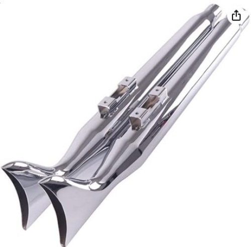 SHARKROAD 36" Chrome Fishtail Slip on Mufflers Exhaust 2017-UP for Harley Touring Road King Baggers - Lot 72