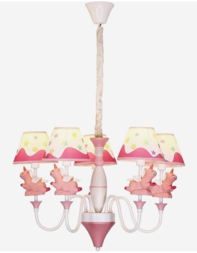 EXTRACOZY 5-Light Kids Room Chandelier Pendant Light with Cartoon Pegasus Horse - Lot 76