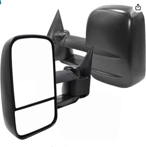 New Pair Towing Mirrors Manual Operated Textured Black Telescoping Trailer Side Mirrors Fit Chevy/GMC/Cadillac Silverado Sierra Avalanche Suburban Tahoe Yukon XL Escalade EXT ESV - Lot 86