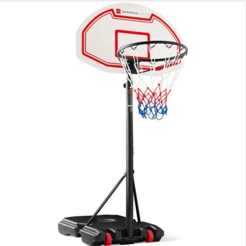 Kids Height-Adjustable Basketball Hoop, Portable Backboard System w/ Wheels-missing axle - Lot 87