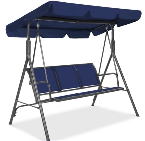 2-Seater Outdoor Canopy Swing Glider Bench w/ Textilene Fabric, Steel Frame - Lot 94