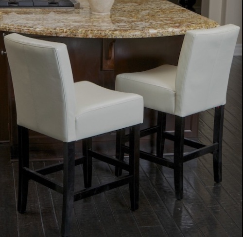  Christopher Knight Home Lopez Bonded Leather Counter Stools, 2-Pcs Set, Ivory  - Lot 123