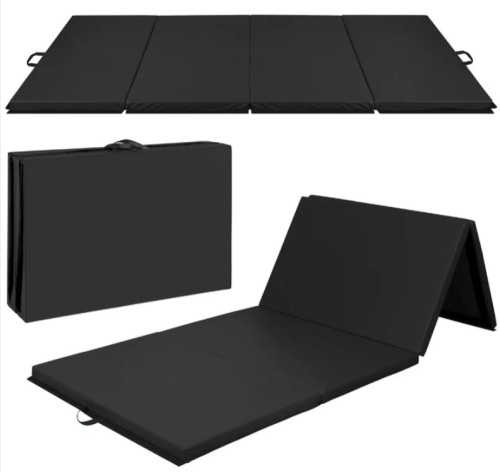 Folding Exercise Fitness Workout Gym Floor Mat w/ Handles - Lot 138