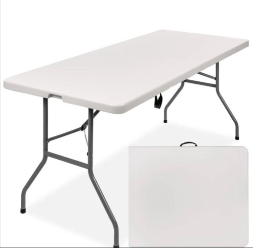 Portable Folding Plastic Dining Table w/ Handle, Lock - 6ft - Lot 145