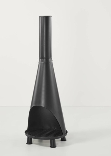 Wood Burning Outdoor Metal Fire Pit Chimenea Black - Hearth & Hand™ with Magnolia: Patio Heating, Rust-Resistant Steel - Lot 11