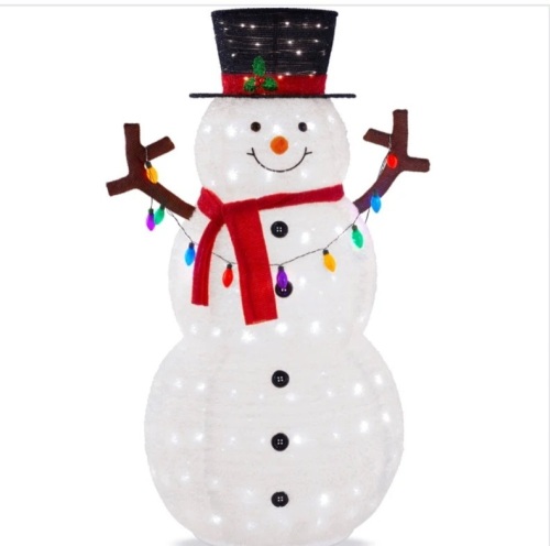Lighted Pop-Up Snowman Outdoor Christmas Decoration w/ 200 LED Lights - 5ft - Lot 155
