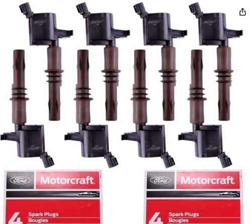 8 Ignition Coils DG521 and Motorcraft SP-509 Spark Plugs compatible with Ford Expedition F-150 Super Duty F-250 F-350 F-450 F-550 F-350 F53 4.6L 5.4L 6.8L C1659 DG521 8L3Z-12029-A - Lot 169