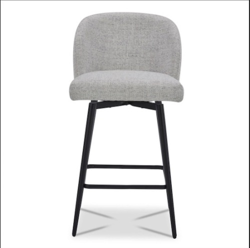Counter Height Bar Stools Set of 2, 360° Swivel Upholstered Barstools with Backs and Metal Legs, 26" H - Lot 181