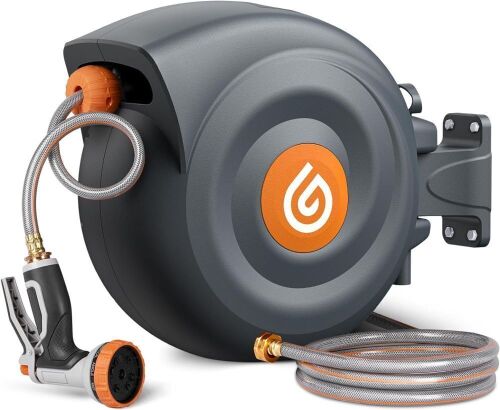 Retractable Garden Hose Reel 1/2" x 100', 180° Swivel Bracket - Lot 99