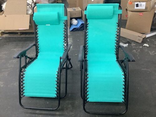 Set of 2 Adjustable Zero Gravity Patio Chair Recliners - No Cup Holders - Lot 240