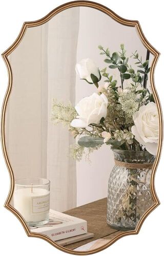 Decorative Gold Metal Framed Wall Mirror, 20" x 30"  - Lot 405