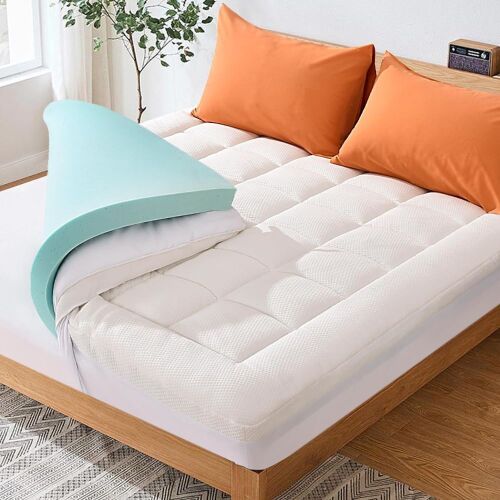 NEXHOME PRO Twin Dual Layer Memory Foam Bamboo Cooling Mattress Topper - Lot 485
